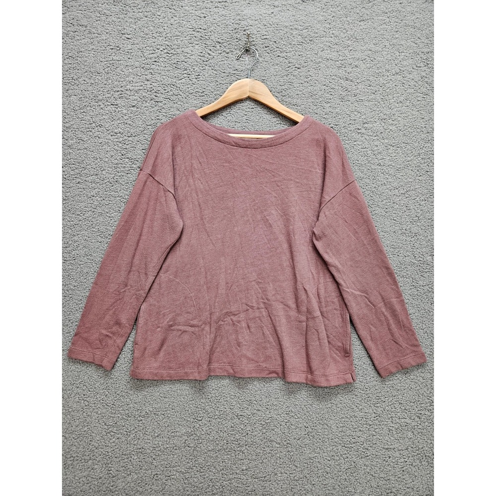 Pure Jill Pullover Top Size M Mauve Pink Drop Shoulder Relaxed Fit Pocket Knit